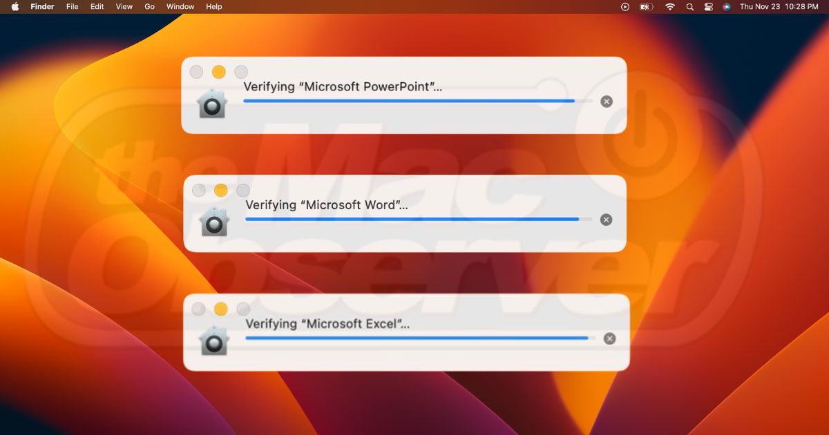 CoreServicesUIAgent Verifying Three MS Office Apps on Mac